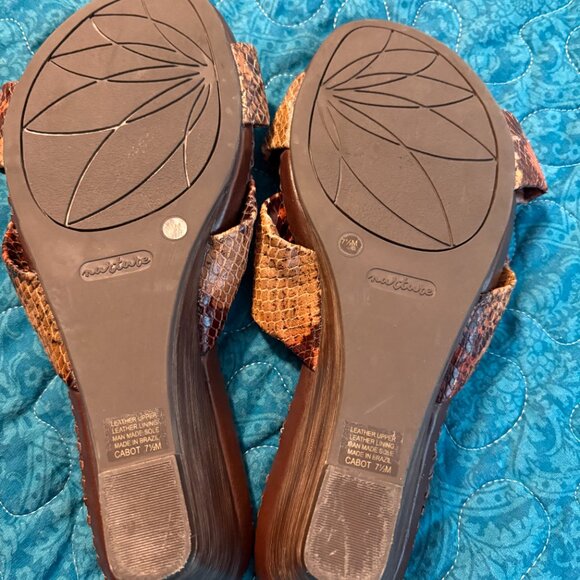 Nurture Cabot Leather Snakeskin Wedge Open Toe Sandals Women's Size  7.5 - Picture 6 of 8